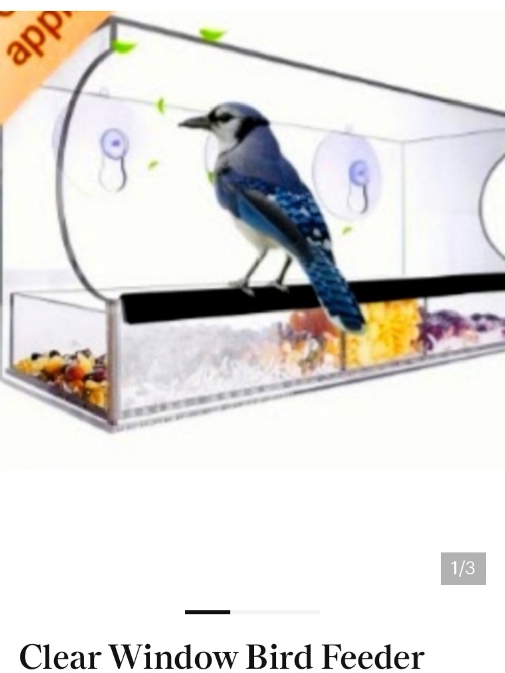 NEW Clear‎ Window Bird Feeder Transparent Bird Feeder Clear View Bird Feeder